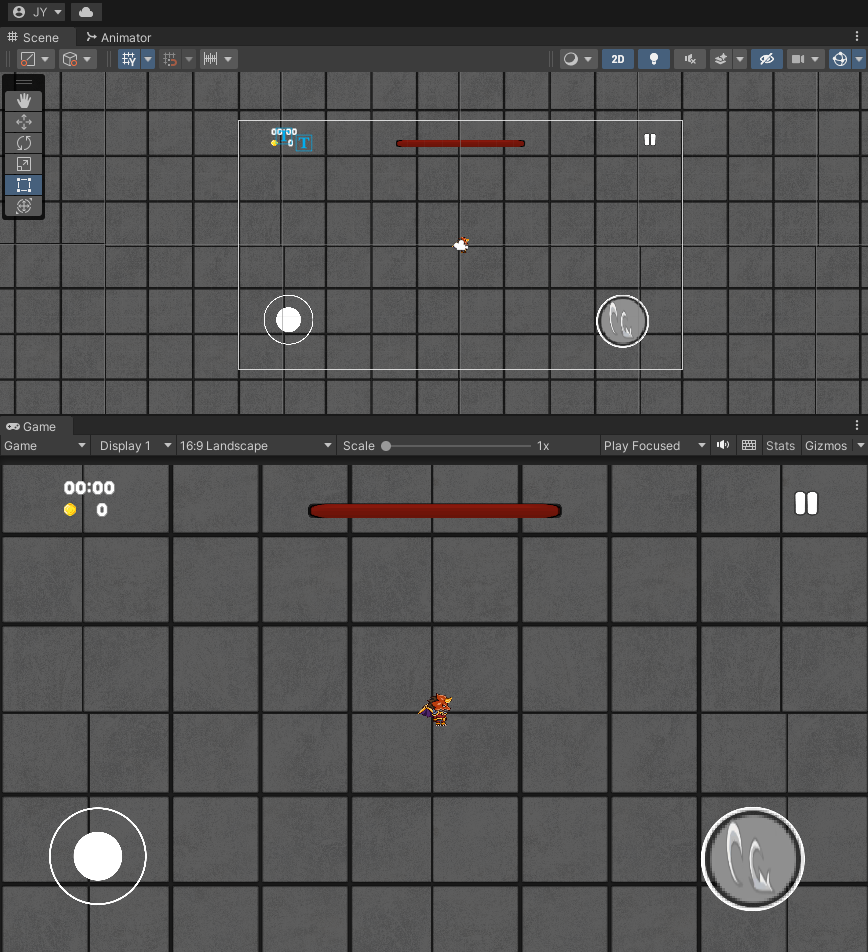 The game running in the Unity editor alongside the mobile game view